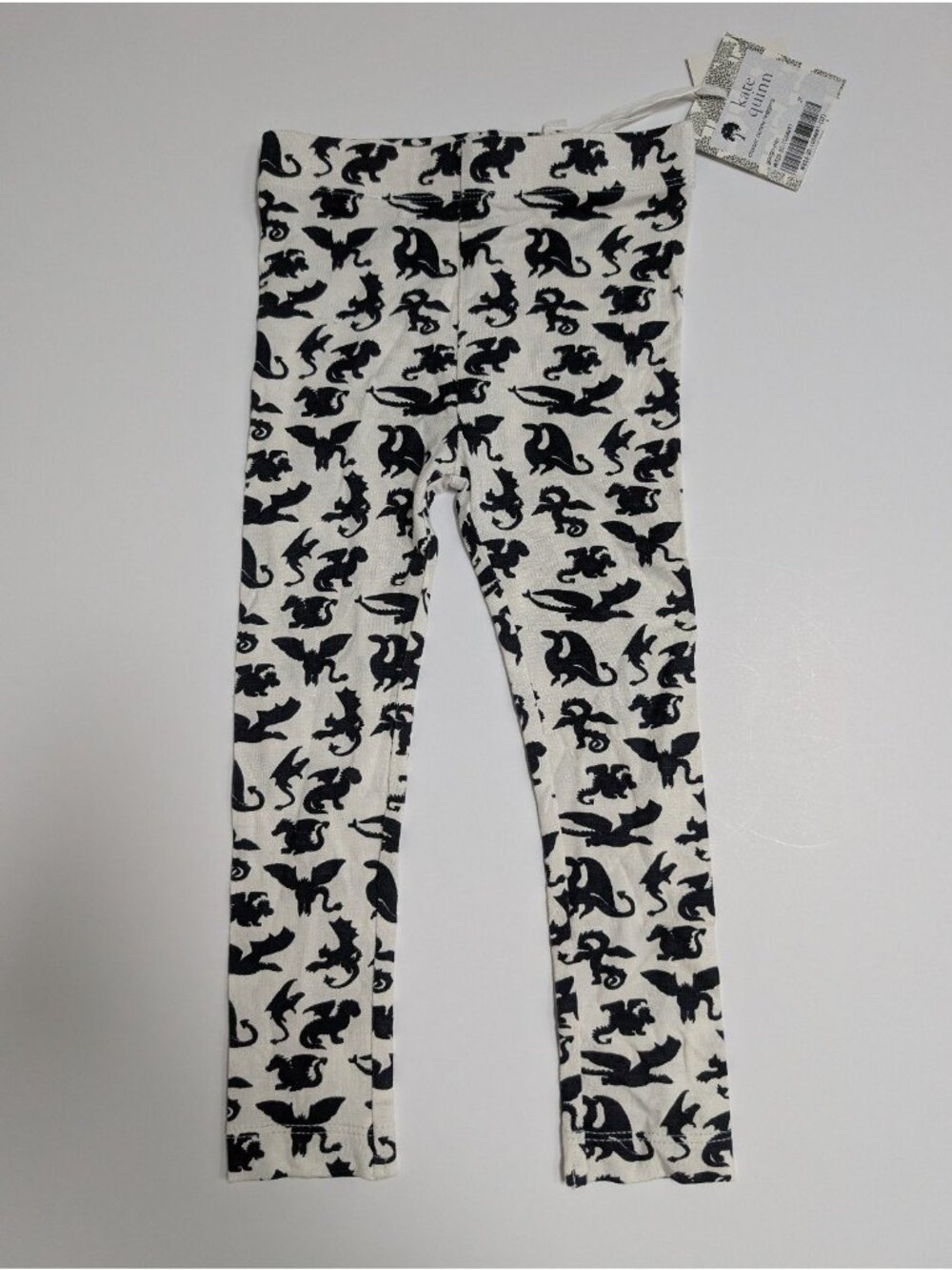 Kate Quinn Bamboo 2T Black & White Dragons Gargoyles Leggings